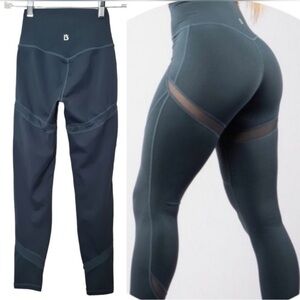 •BUFF BUNNY COLLECTION• Enchanted Teal Mesh Panel Leggings